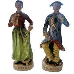 Vintage hand painted Japanese porcelain man and woman figurines